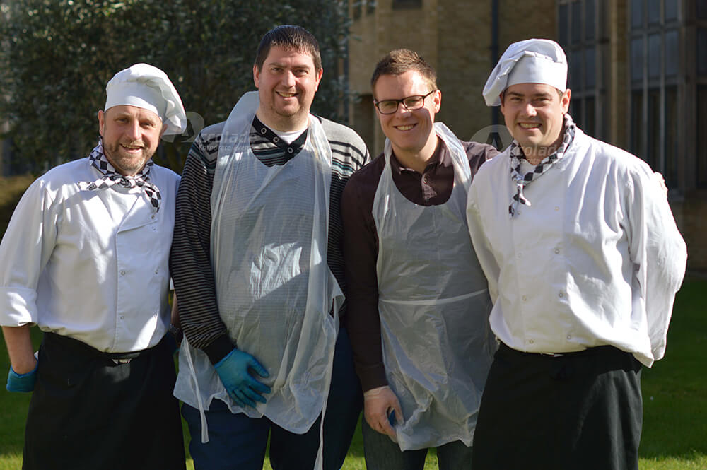 Chefs lined up at Team Bake Off team building event