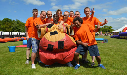 Orange team its a knockout total wipe out event
