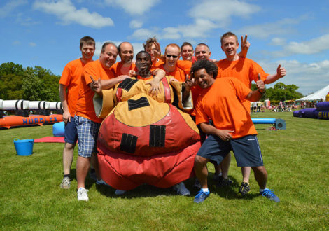 Orange team its a knockout total wipe out event