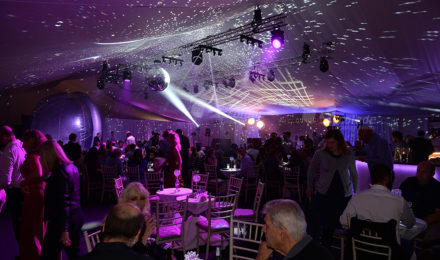 Glitter ball room lighting at Live Lounge Company Party