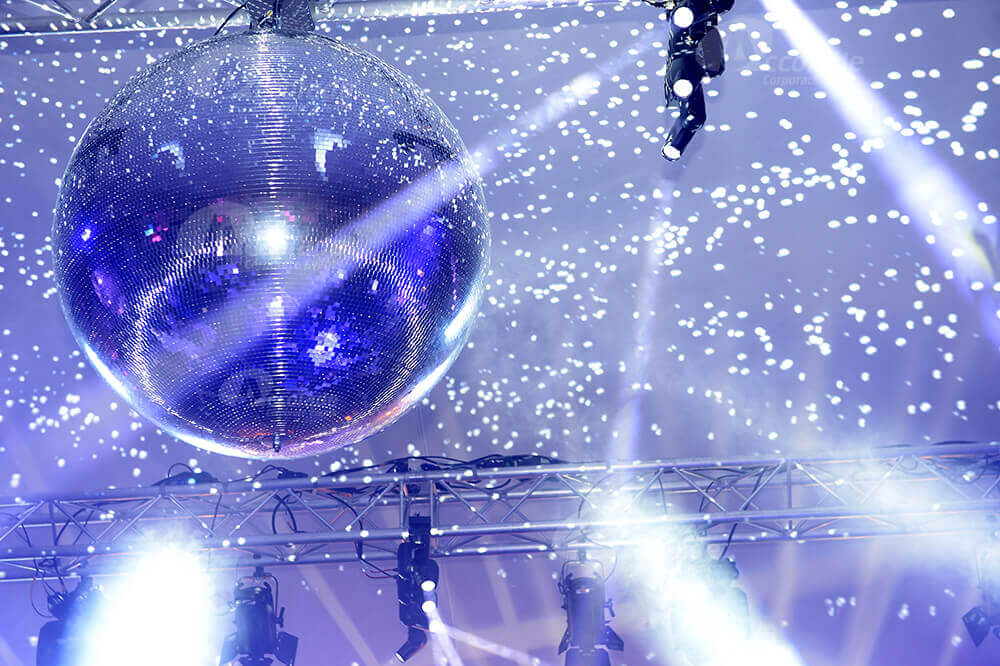Glitter ball shining at company party