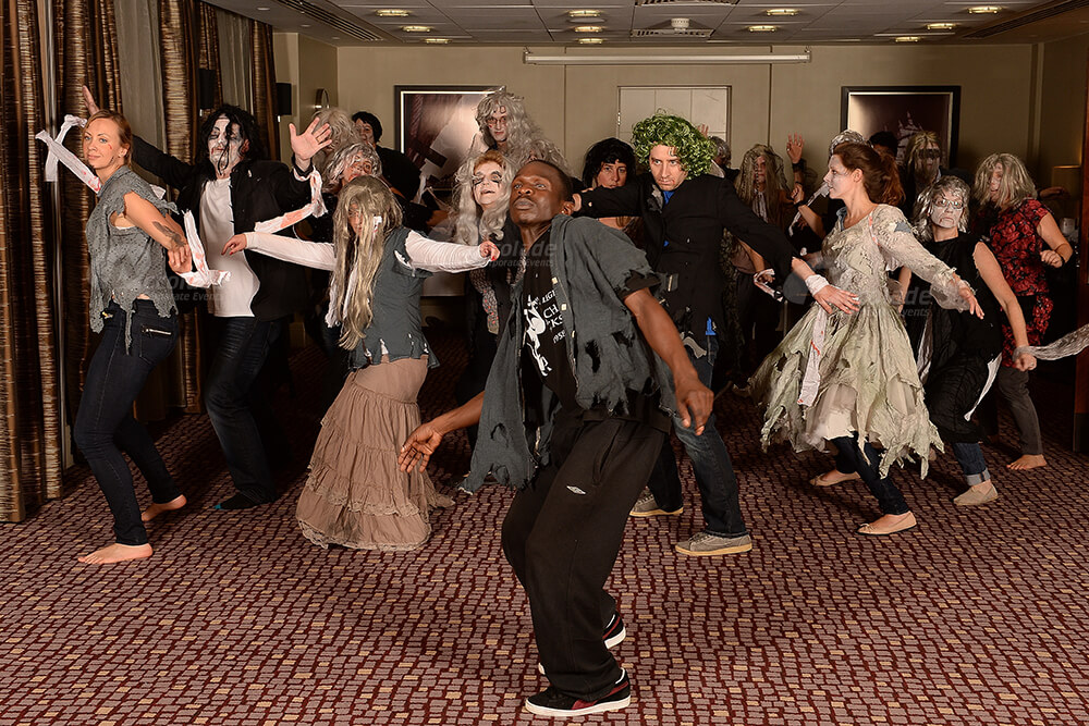 Learning the Thriller dance at a corporate event