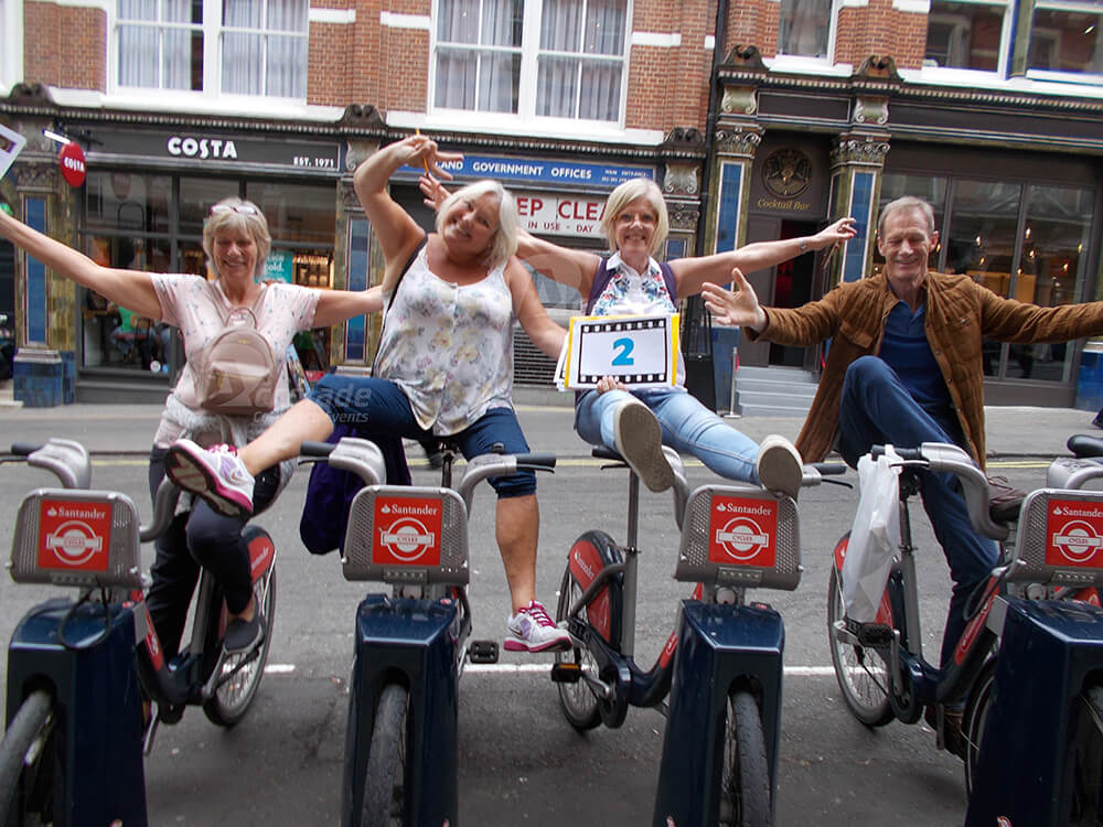 Team on London bikes on Treasure hunt team building event