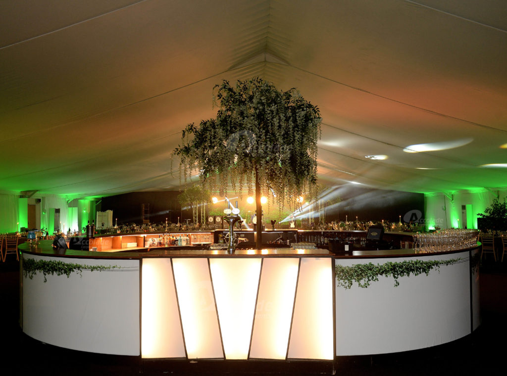 Themed bar with tree at corporate party event