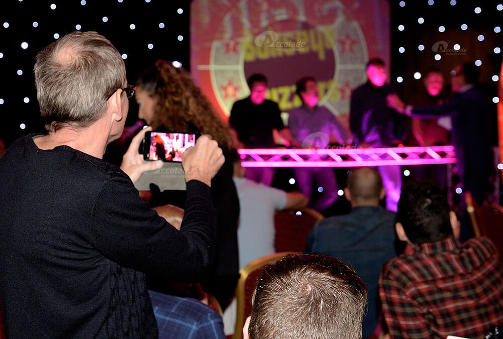 Recording a corporate game show party event