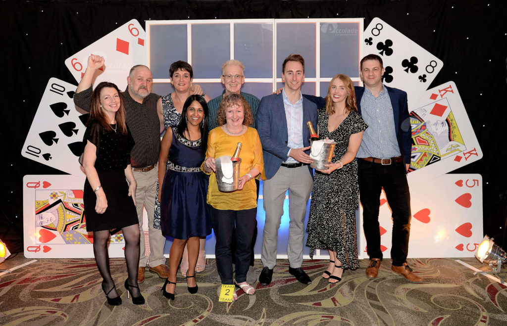 Winning team at Play your cards corporate event